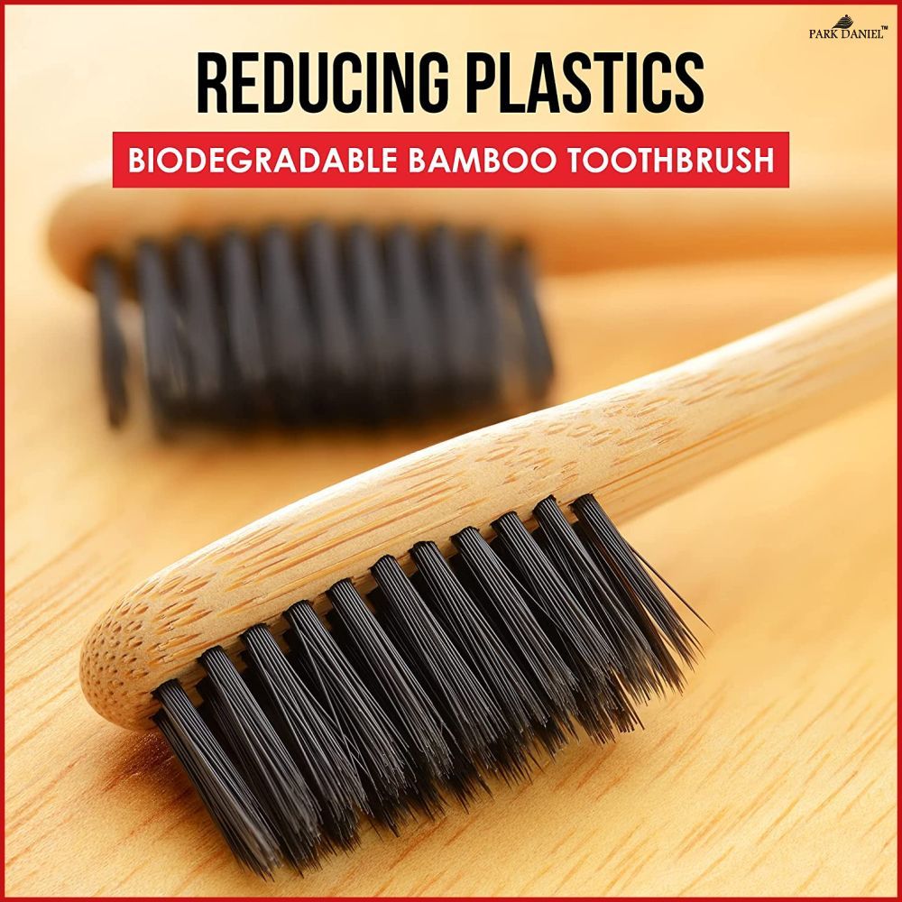 Park Daniel Natural Bamboo Wooden ECO Friendly Charcoal Toothbrush & Activated Charcoal Teeth Whitening Toothpaste (100gm) & Activated Charcoal Tooth Powder (50gms) (Pack of 3)