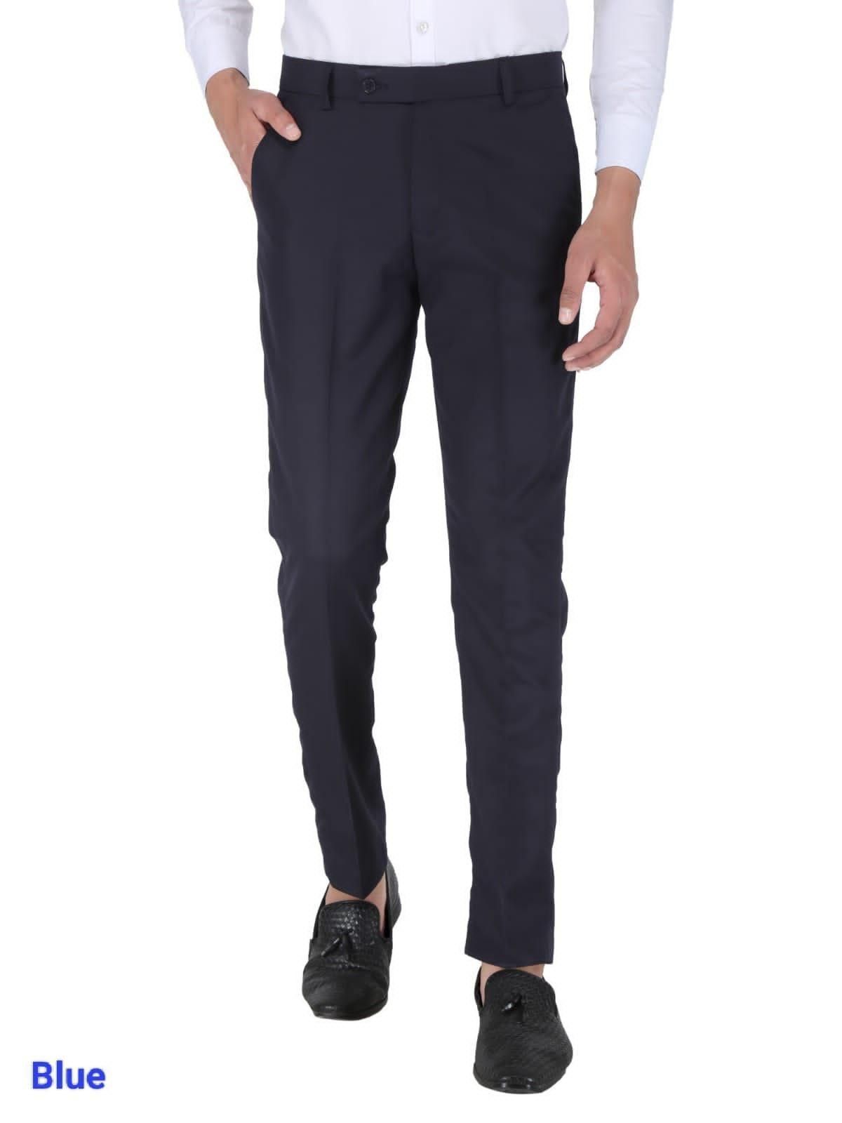 Mens Cotton Stretchable Solid Formal Trouser