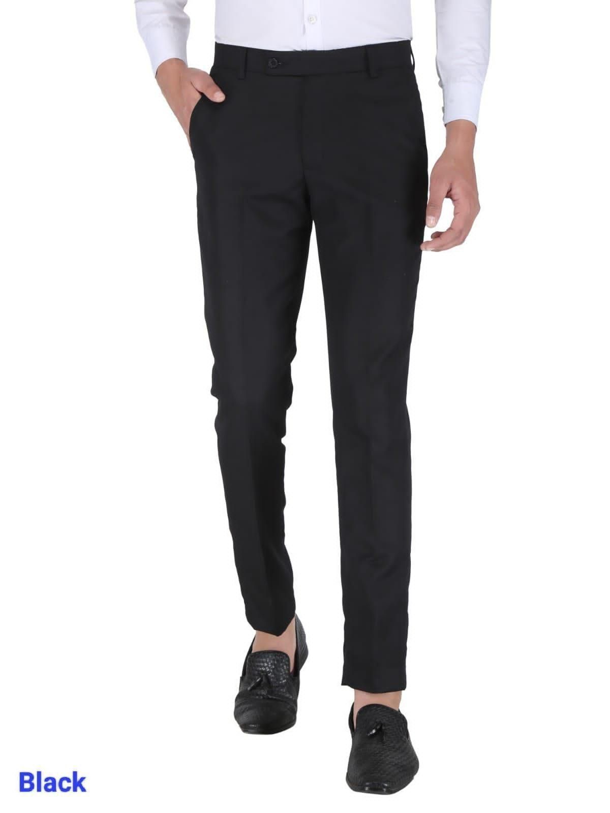 Mens Cotton Stretchable Solid Formal Trouser