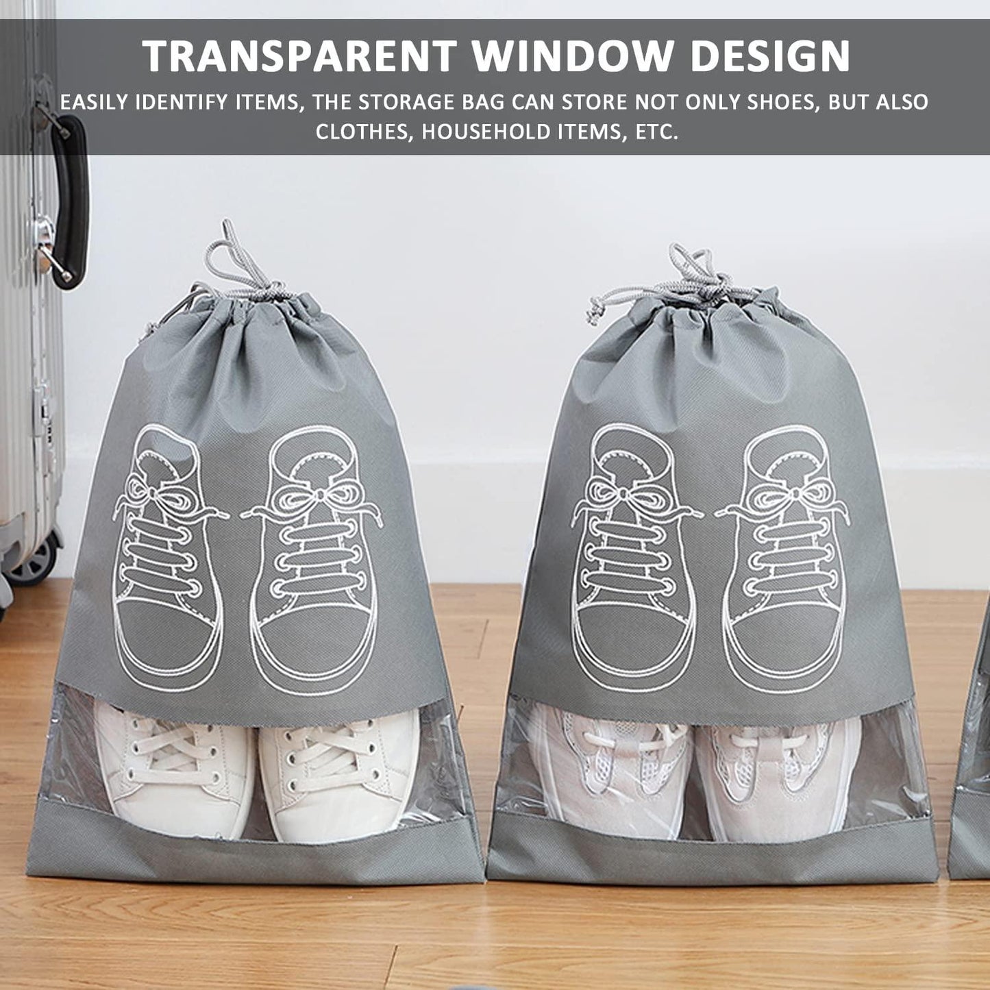 Shoe Bag | Transparent Window Portable Travel Dust-Proof Shoe Bags