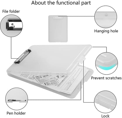 Clipboard Paper Holder | Storage Writing Pad with Storage Plastic Clipboard | Ideal for Office, Nurse, Students, Teachers, Sales