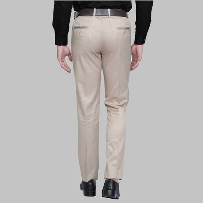 Lycra Blend Solid Regular Fit Men's Formal Trousers