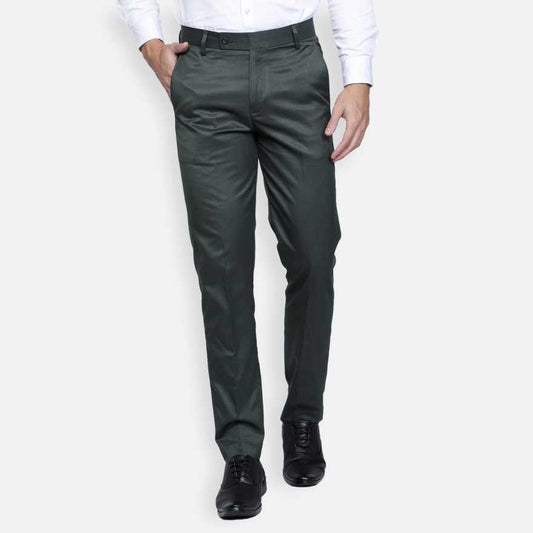 Lycra Blend Solid Regular Fit Men's Formal Trousers