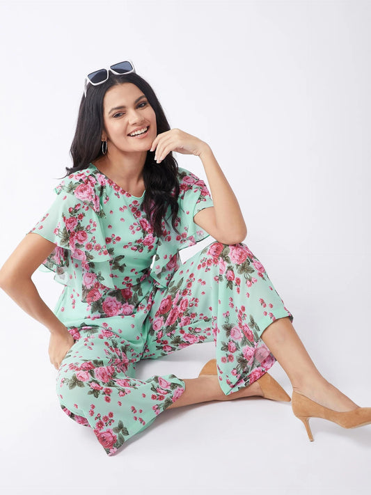 PANNKH Pastel Printed Floral Jumpsuit