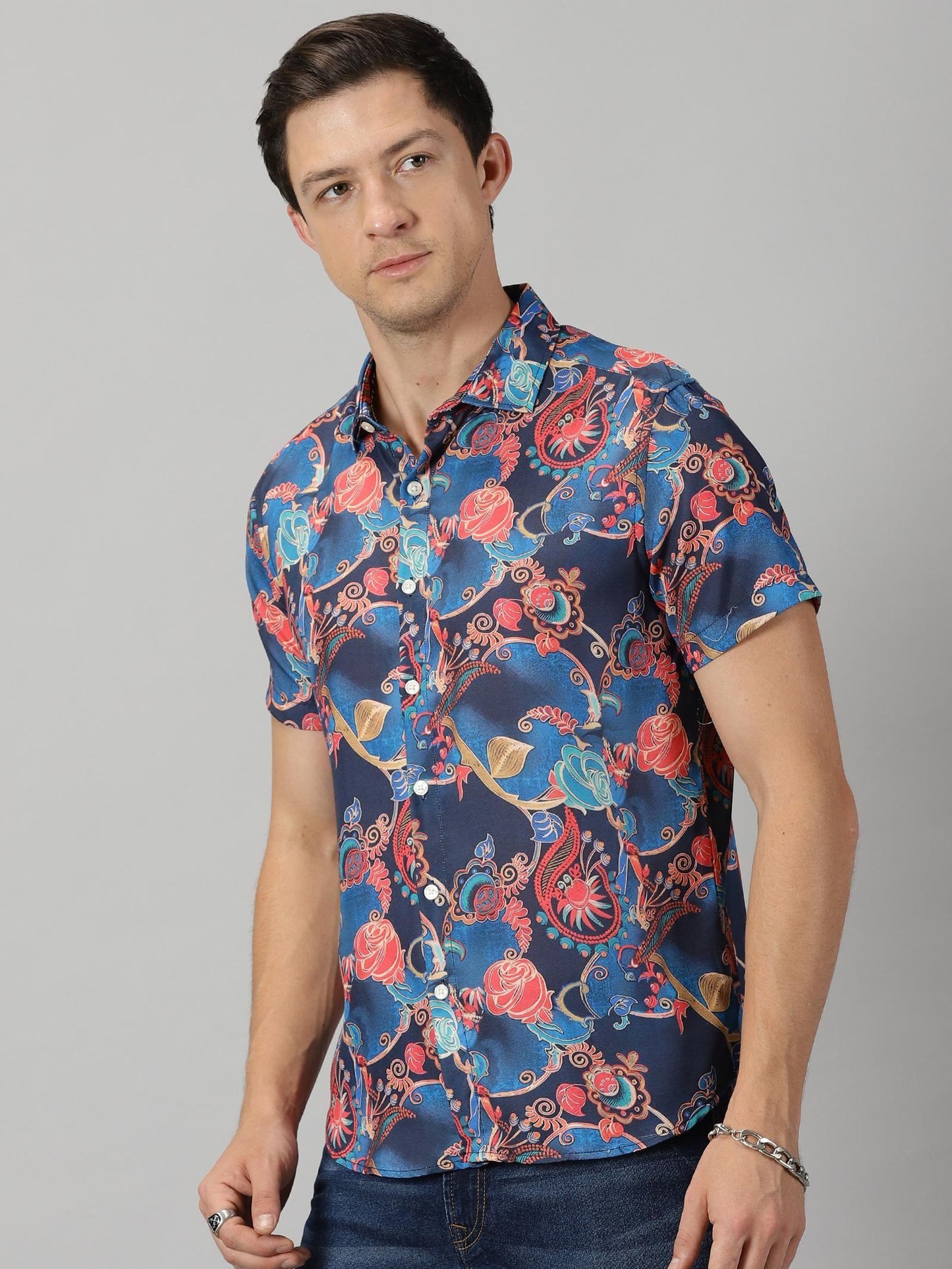 Be Bold Rayon Printed Half Sleeves Regular Fit Men's Casual Shirt