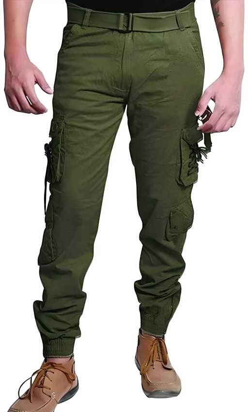 Cotton Solid Slim Fit Cargo for Men