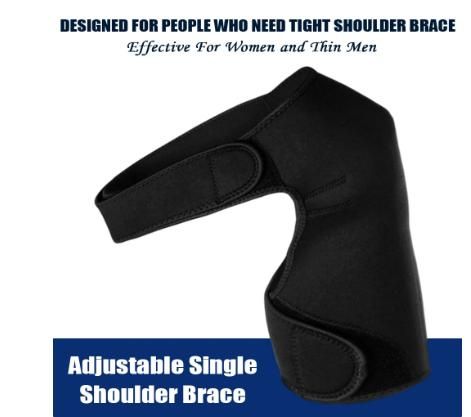 SPOSAFE Adjustable Gym Sports Care Single Shoulder Support Back Brace Guard Strap Wrap Belt Band Pads Black Bandage Men & Women