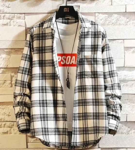 ISRA ICON Big White Solid Check Shirt