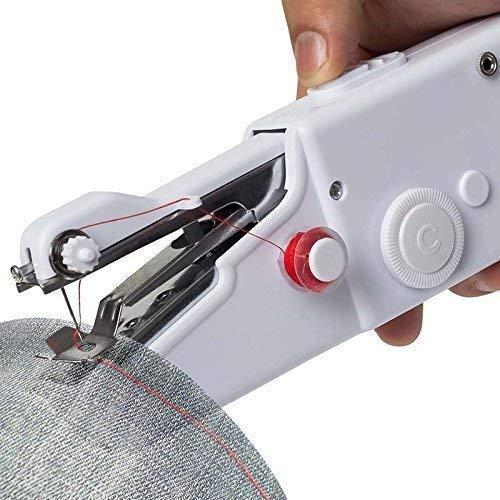 Handy Stitch Sewing Machines for Home Tailoring use, AC/DC Electric Mini Portable Cordless Stitching Machine Handheld Manual Machine (White, Stapler)