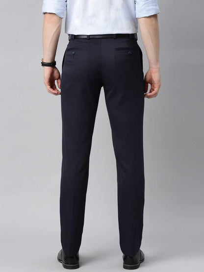 Lycra Blend Solid Regular Fit Men's Formal Trousers