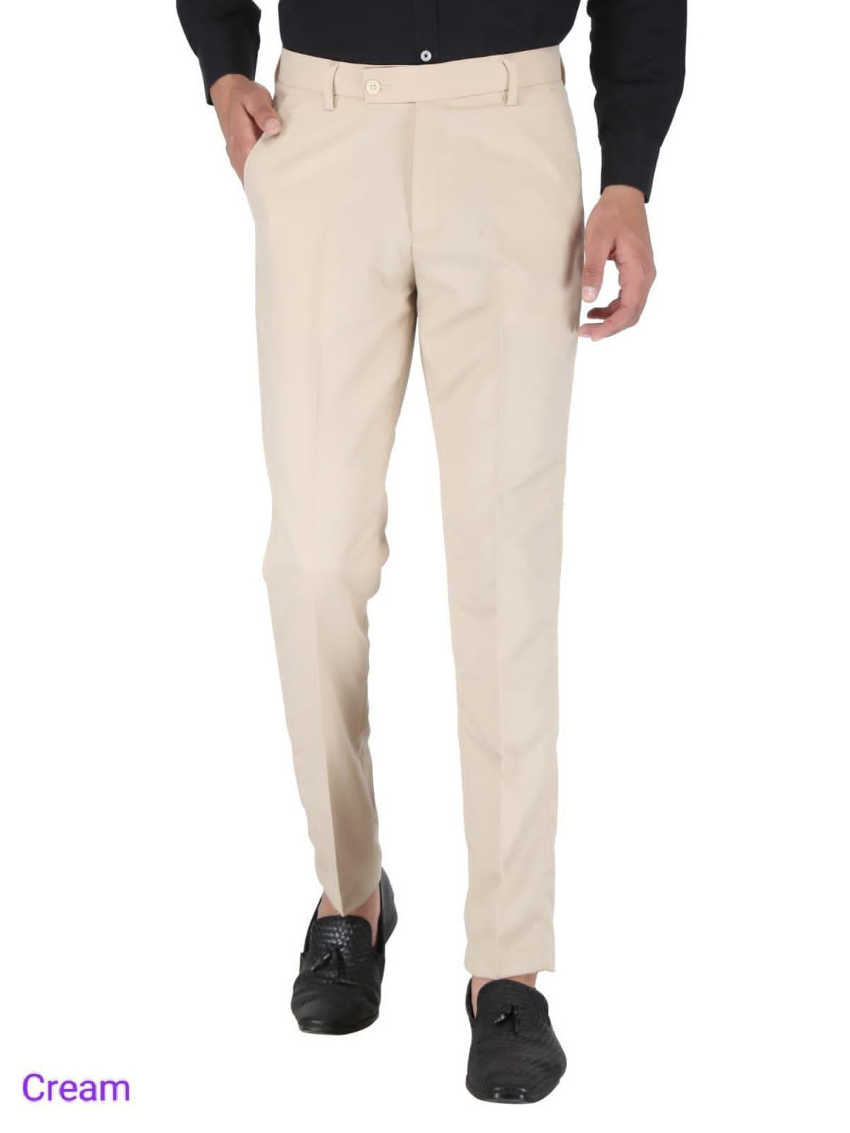 Mens Cotton Stretchable Solid Formal Trouser