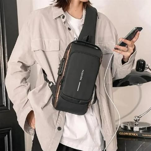 Unisex Crossbody Sling Bag for Accessory Kit for Men & Women | Backpack with Anti-Theft Mechanism and USB Charging Port for Men & Women |Waterproof Casual Shoulder Bag