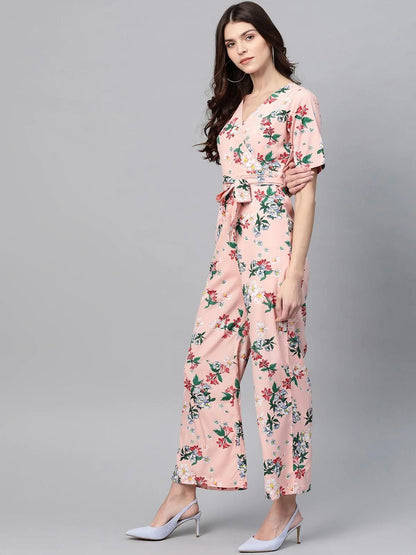 PANNKH Pink Pastel Floral Printed Jumpsuit