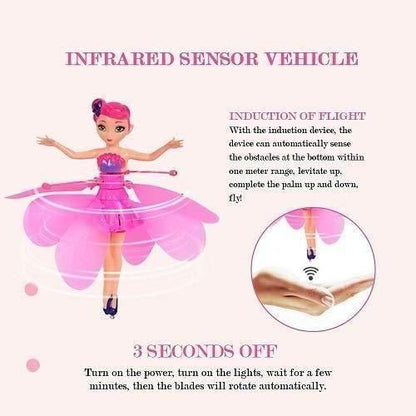 Magical Flying Fairy Doll, Hand Sensor Control, USB Powered, Sky Dancers Flying Princess Doll with Hand Sensor for Girls and Boys