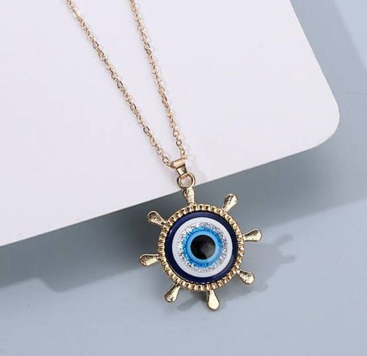 Western Golden Evil Eye Chain Necklace For Women & Girls