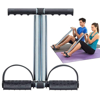 Gym Combo Double Spring Tummy Trimmer With Heavy Resistance Band Toning Tube Ab Exerciser