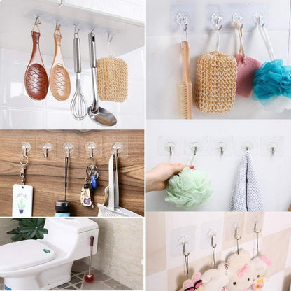 Hooks-Transparent Self Adhesive Hooks Hanger(Pack of 12)