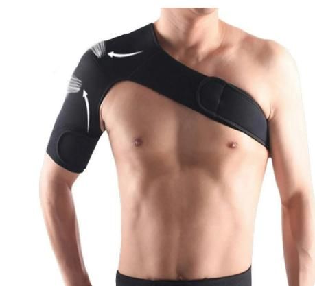 SPOSAFE Adjustable Gym Sports Care Single Shoulder Support Back Brace Guard Strap Wrap Belt Band Pads Black Bandage Men & Women