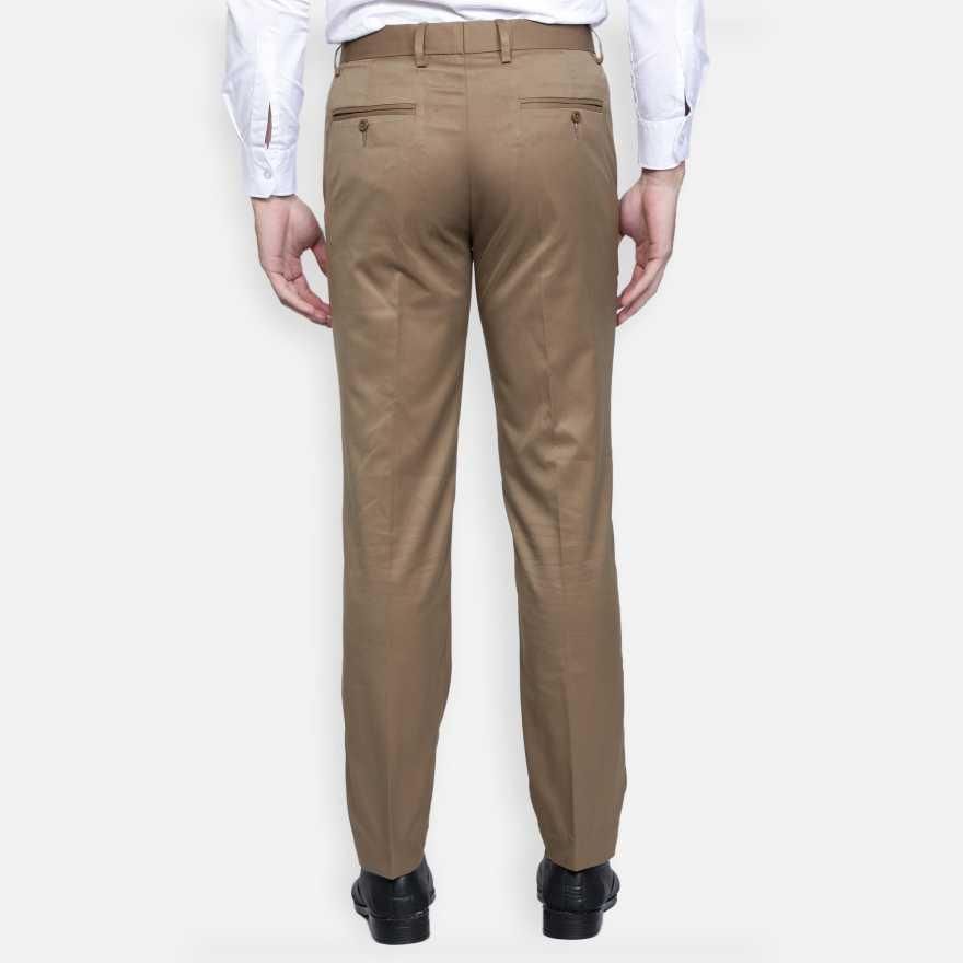 Lycra Blend Solid Regular Fit Men's Formal Trousers