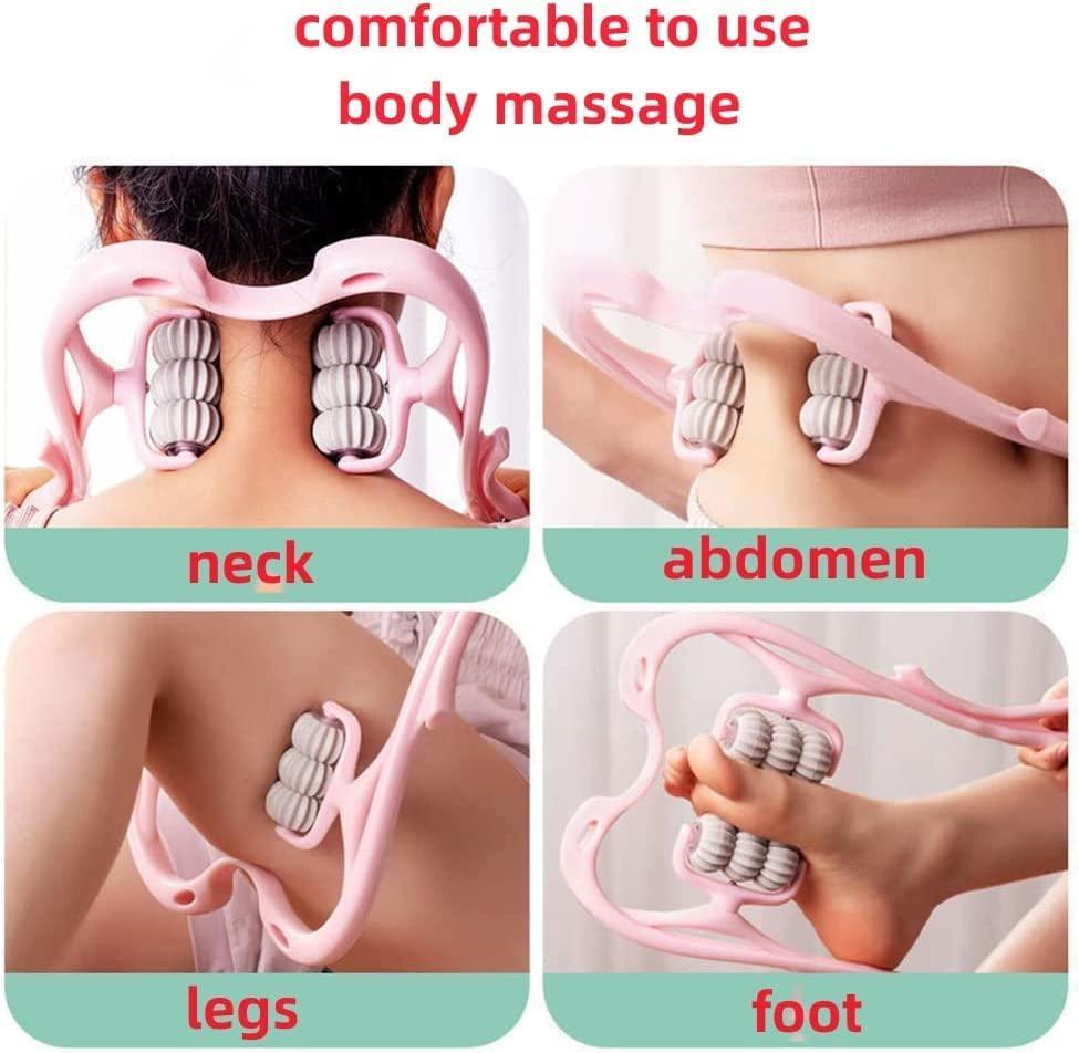 6 Wheel Dual Pressure Point Cervical Neck Massager Pinpoint Roller Neck Spine Massage Tool Relaxer Handheld Roller Therapy Neck Acupoints 360° Adjustment (Multicolor)