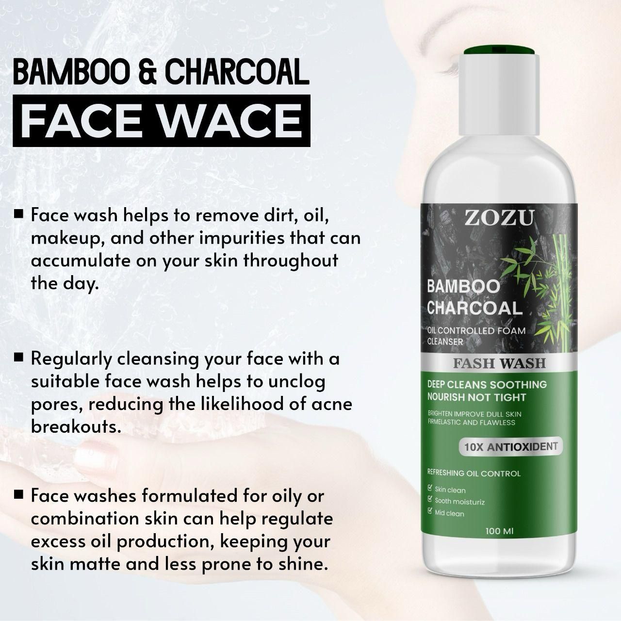 ZOZU Charcoal Face Wash 10x Anti-Oxidant 100ml