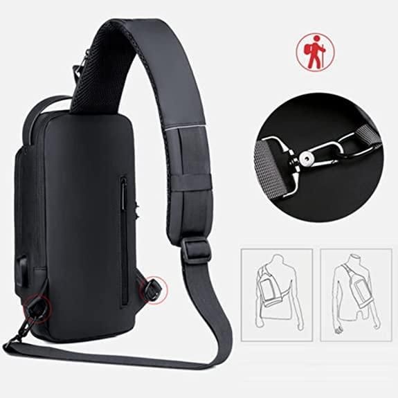 Unisex Crossbody Sling Bag for Accessory Kit for Men & Women | Backpack with Anti-Theft Mechanism and USB Charging Port for Men & Women | Waterproof Casual Shoulder Bag