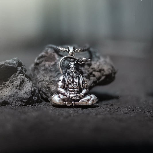 Hanuman Silver Locket With Chain
