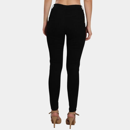 Attire Lab Women's Solid High Waist Skinny Jeans -Black