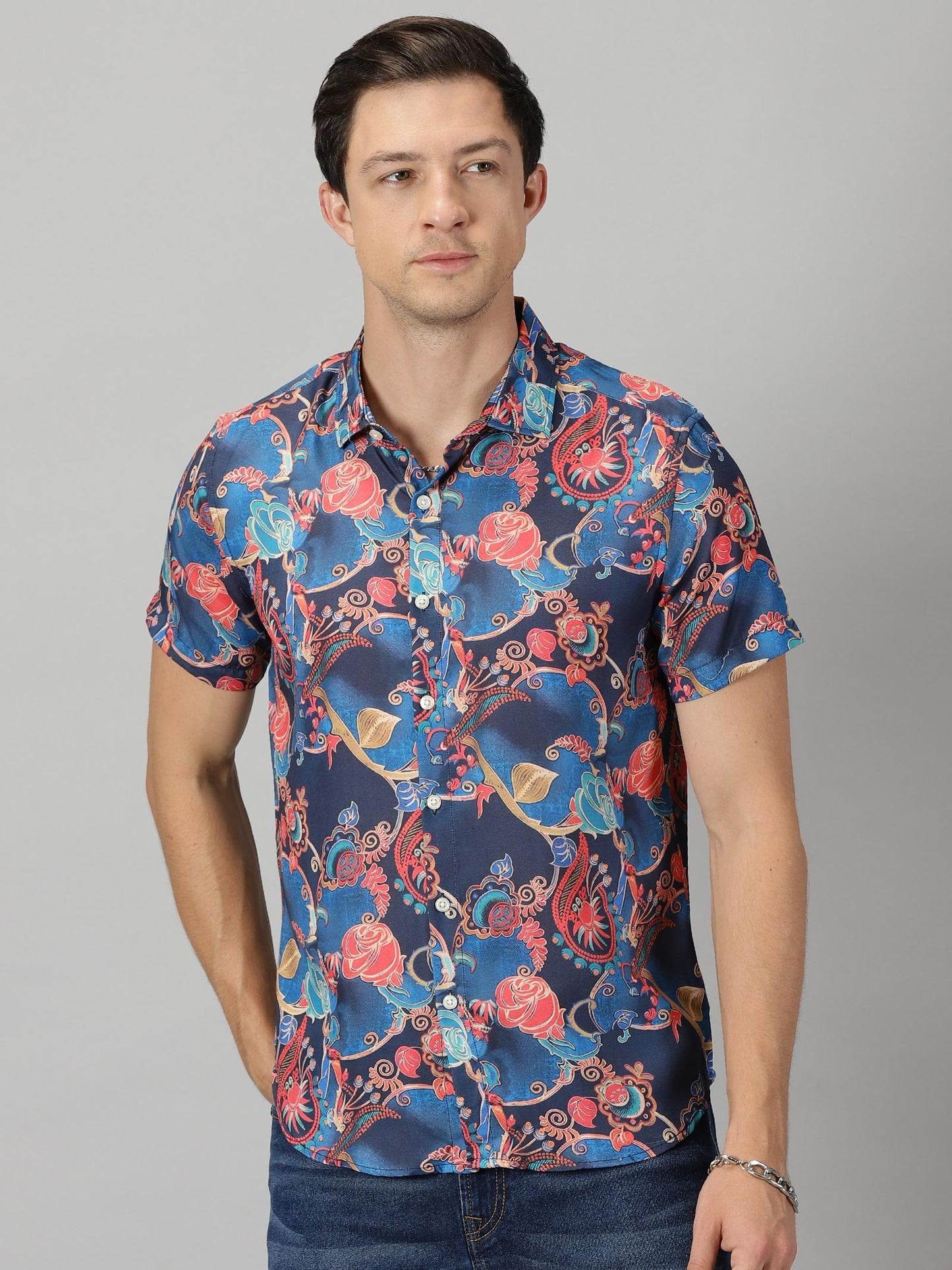 Be Bold Rayon Printed Half Sleeves Regular Fit Men's Casual Shirt