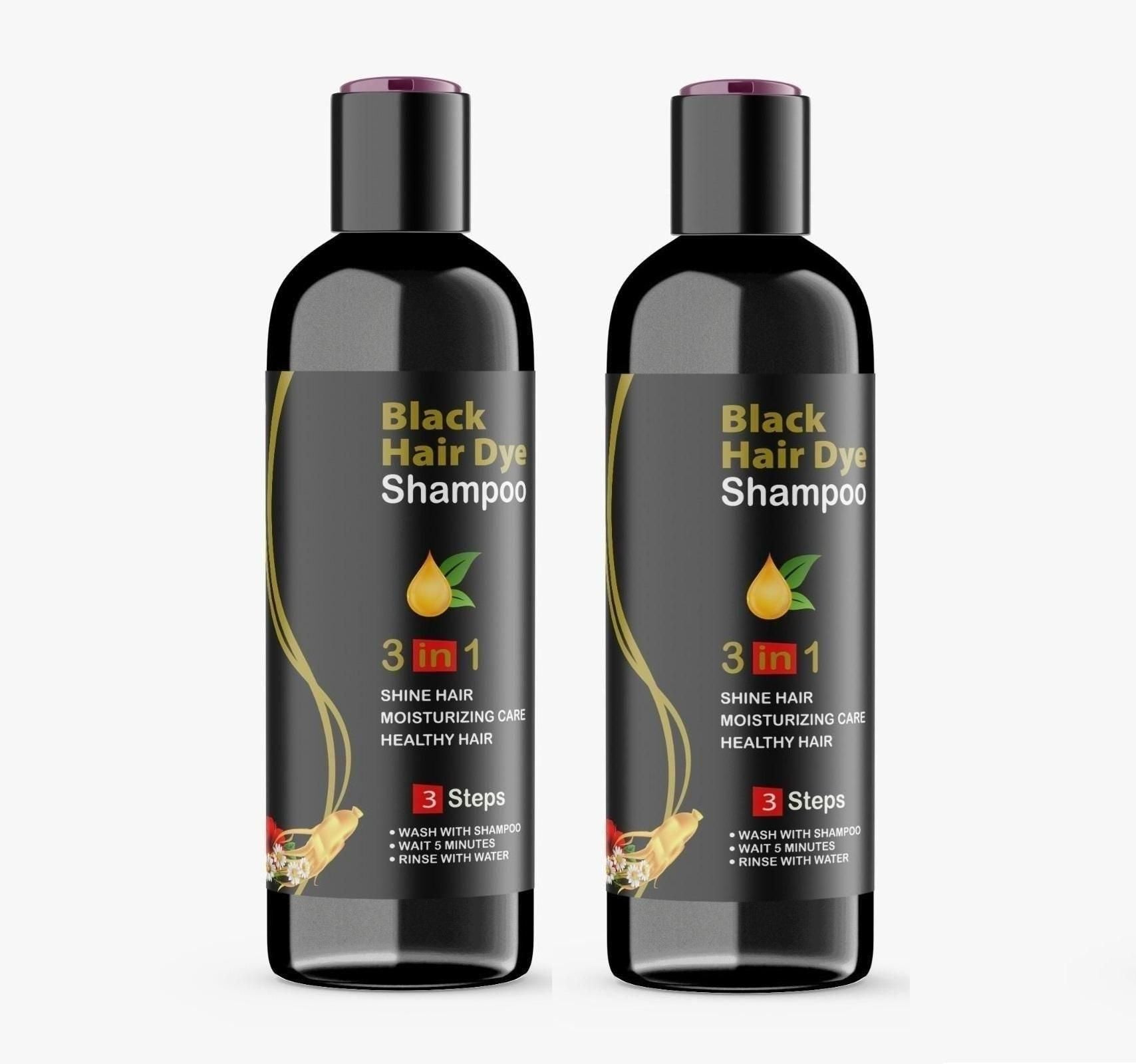 BLOSDREAM Black Hair Dye Shampoo 3-in-1 100ml (Pack of 2)