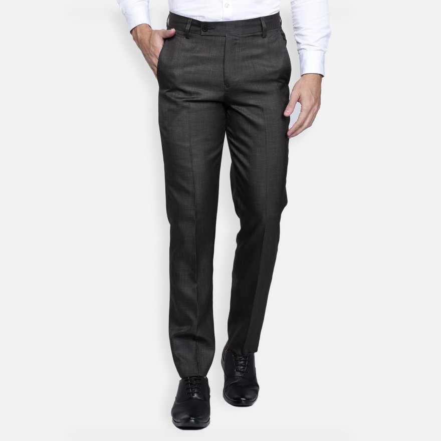 Lycra Blend Solid Regular Fit Men's Formal Trousers