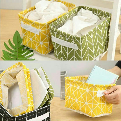 Durable Canvas Fabric Baskets with Handle (Pack of 4)