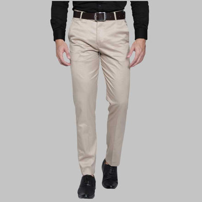 Lycra Blend Solid Regular Fit Men's Formal Trousers