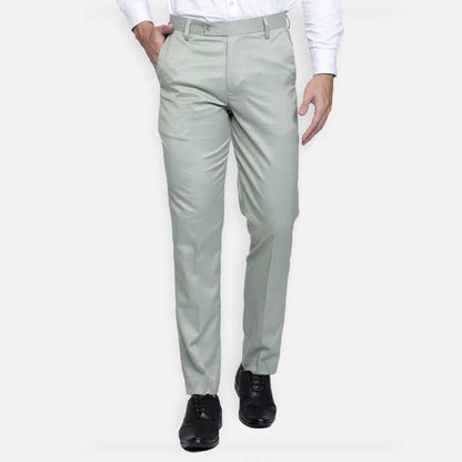 Lycra Blend Solid Regular Fit Men's Formal Trousers