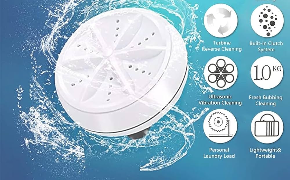 2 in 1 Mini Portable Rotating Ultrasonic Turbine Washer