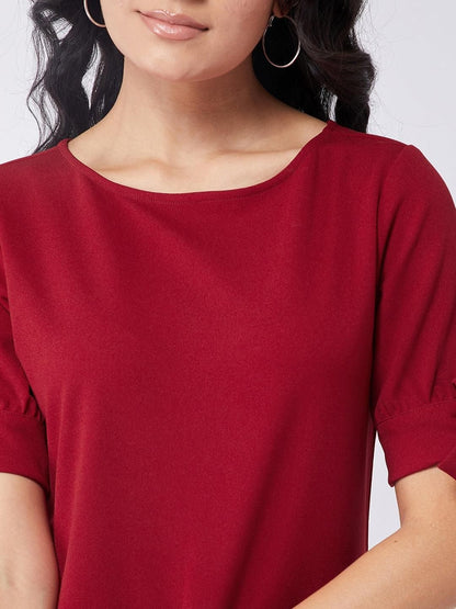 Women's Solid Top With Tie-Up Sleeves