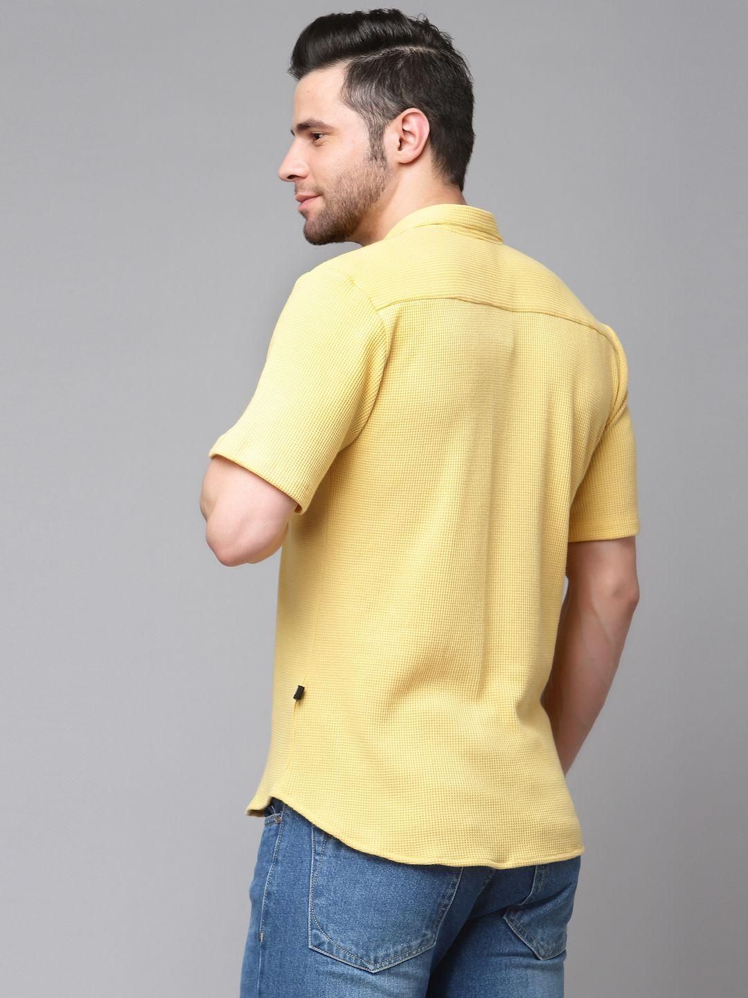 Rigo Men  Yellow Waffle Knit Shirt